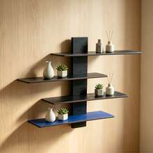Assembled Wooden Display Cabinet Shelves Model Storage Display Rack | Multi-Functional Vanity Vertical Tray Rack | Home Decor Display Rack - Multicolor - View 6