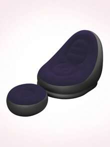 Inflatable Lounge Chair With Footstool, Flocked Surface Inflatable Sofa Set, Portable Foldable Inflatable Sofa, Suitable For Outdoor Camping, Backyard, Patio, Balcony, Indoor Home Rest Furniture, Multiple Colors Available - Multicolor - View 11