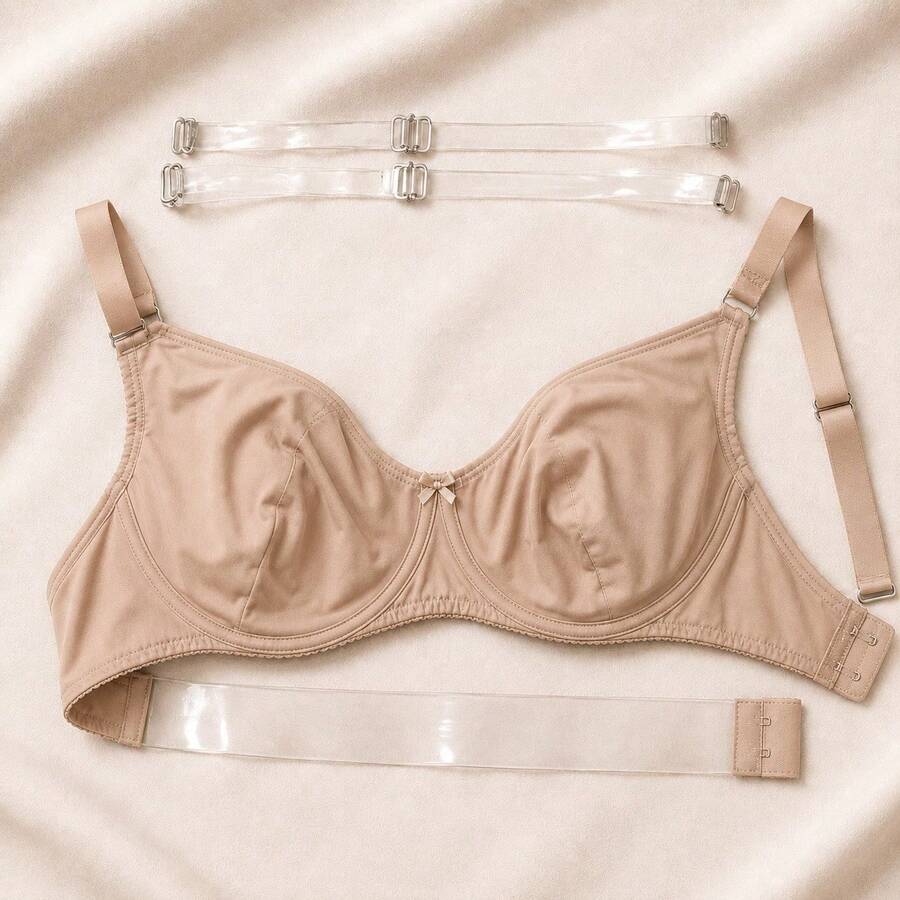 Sutiã Sutien Sutian Plus Size S/Bojo Microfibra C/aro Costa Nua Alças Removíveis+Alça De Silicone