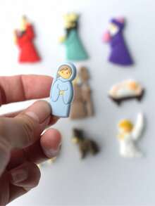 9pcs King & Angel Christmas Fridge Magnet Set, Holiday Figurine Magnets For Kitchen, Office, Whiteboard, Locker And Dishwasher, Home Kitchen Decor, Christmas Gift For Friends, Party Favors - Multicolor - View 5