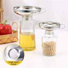 Stainless Steel Wide Mouth Funnel With Detachable Filter Screen, Home Kitchen Dispensing And Filling Funnel, Can Filter Juice, Oil, Jam, Large Diameter Design Convenient For Pouring Granular Ingredients, Compatible With Mason Jars, Glass Bottles And Various Containers, Stainless Steel Material Corrosion-Resistant, With Hanging Handle For Easy Storage, Detachable Filter Screen Can Filter Fruit Pulp And Impurities, Filling Sauces, Honey, Oil, Juice Without Spilling, Easy To Disassemble And Wash Without Residue, Practical Tool For Home Kitchen Dispensing, Pickling, Brewing, Juicing, Kitchen Liquid And Solid Dispensing And Filtering Auxiliary Cookware - Multicolor - View 3