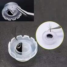 50/100/200/400/500pcs Clear Round Eyelash Extension Glue Rings, Eyelash Glue Storage Box, Eyelash Extension Supplies Fanning Trays - Clear - View 2