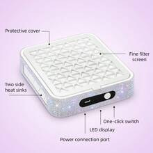 USB Mini Powerful Nail Dust Collector, Low Noise Portable Nail Dust Collector, Basic White And Shiny Crystal Rhinestone Styles, Suitable For Salon DIY Nail Polishing - White - View 6