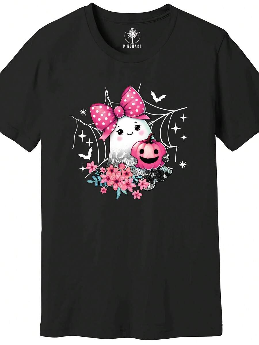 Halloween Lace Ghost Shirt, Ghost Bow Shirt, Coquette Halloween Shirt - 款式 - 查看 1