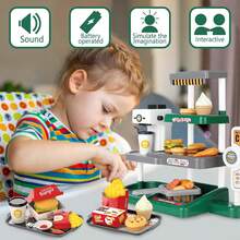 Children's Fast Food & Burger Shop Role Play Toy Set, Kids Fast Food Burger Shop Play Set, 71pcs Kitchen Toy Set With Water-Dispensing Coffee Machine And Cash Register, Educational Role Play Toys - Multicolor - View 4