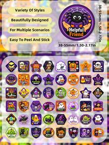 50Pcs Halloween Reward Motivational Stickers, Spooky Positive Praise Decor Supplies, Ghost Mummy Bat Pumpkin Decals For Classroom Incentives, Envelope Sealing, Planner & Scrapbook DIY Craft Projects - Multicolor - View 5