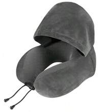 Elevated Solid Color Hooded U-Shaped Pillow Comfortable Nap Pillow Polyester Material Premium Polyester Fiber U-Shaped Neck Pillow Adjustable Elastic Drawstring U-Shaped Pillow Neck Pillow Driving Airplane High-Speed Rail Train Self-Driving Travel Pillow Hat Pillow Office Nap Pillow U-Shaped Pillow - A - View 14