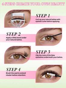 460 Clusters European & American Style Eyelash Book, Multi-Density Cluster Lash Set, D/DD Curl, 8-16mm Mixed Length, Creates Natural Enlarged, Voluminous, Deep Cat Eye And Personalized European & American Makeup Look. DIY Single Cluster Lashes Can Be Flexibly Arranged And Combined, Quickly Achieving Professional Eyelash Effect, Saving Makeup Time. Faux Mink Soft Fiber, Lightweight And Comfortable Fit For Eye Shape - D - View 8