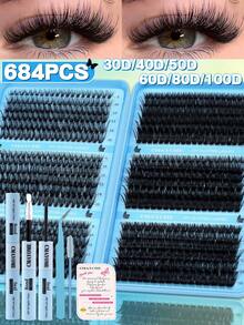 720片超高密度DIY假睫毛套組，8-16mm 10D-150D D捲度自然款，超厚蓬鬆濃密睫毛書，適合日常使用與初學者，萬聖節與聖誕節完美選擇 - 藍色 - 查看 19