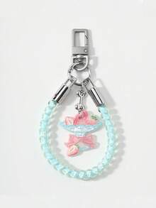 1pc Sweet Fresh Strawberry Bow Leopard Print Flower Elastic Rope Keychain Bag Pendant - Multicolor - View 9
