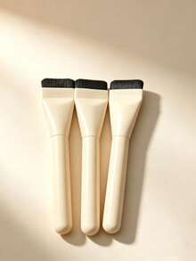 3pcs Flat Head Foundation Makeup Brush Set, Selected Fine Soft Bristles, Even Powder Pickup Without Absorption, Lightweight And Adherent Application, Multi-Purpose For Foundation, Concealer, Mud Mask Application. Minimalist Pure White Solid Wood Handle For Comfortable Grip, Compact And Portable, Beginners Can Easily Create Seamless Base Makeup. Suitable For Daily Home Makeup And On-The-Go Touch-Ups, High Cost-Performance Beauty Combination, One Set Meets All Full Face Base Makeup Needs. - Multicolor - View 9