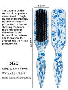 1pc Blue Daisy Smooth Back Comb, Unisex Hair Brush/Beard Brush, Hair Accessory, Suitable For Creating Smooth Ponytail Bun, Smoothing Frizz, Controlling Hairline, Backcombing Voluminous Style, Wide-Tooth Design For Easy Hair Parting And Sectioning - Daisy Pattern - View 7