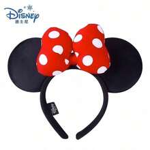 1pc Disney Black Ear Headband With Red Polka Dot Bow - Classic Mouse Ears, Suitable For Costume Parties, Theme Parties, Outdoor Photography, Disneyland Visits, Role Play And Daily Wear - View 1