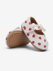 yibubu White Infant Shoes,Infant Girl Shoes,Cute And Sweet Strawberry Pattern,Simple And Fashionable,Soft Sole Anti-Slip,Newborn Infant Shoes,First Walker - White - View 5