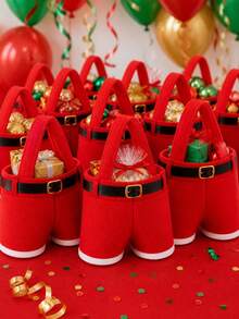 1/2pcs Christmas Candy Bag Santa Claus Pants Gift And Snack Bag With Handle Portable Candy Gift Basket Wedding Gift Packaging - Multicolor - View 5