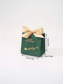 10Pcs Christmas Gift Boxes With Santa Sleigh And Starry Pattern, Elegant Holiday Favor Boxes With Satin Ribbon Bow, Red Green Black Gift Packaging For Christmas Party, Winter Celebration, Wedding Favors, Seasonal Decorations And Special Occasions - 7X5X7cm - View 10