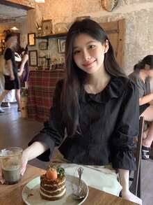 Autumn Elegant Solid Color Ruffle Trim Blouse Black - Black - View 1