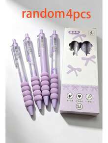 4pcs Cute Bow Tie Retractable Neutral Pens, High Quality Quick-Drying Water-Based Ink Refill, 0.5mm Black Ink Smooth Writing, Suitable For Students Exams, Notebooks, Office Use, Perfect Student Stationery Gift, Back To School - A - View 15