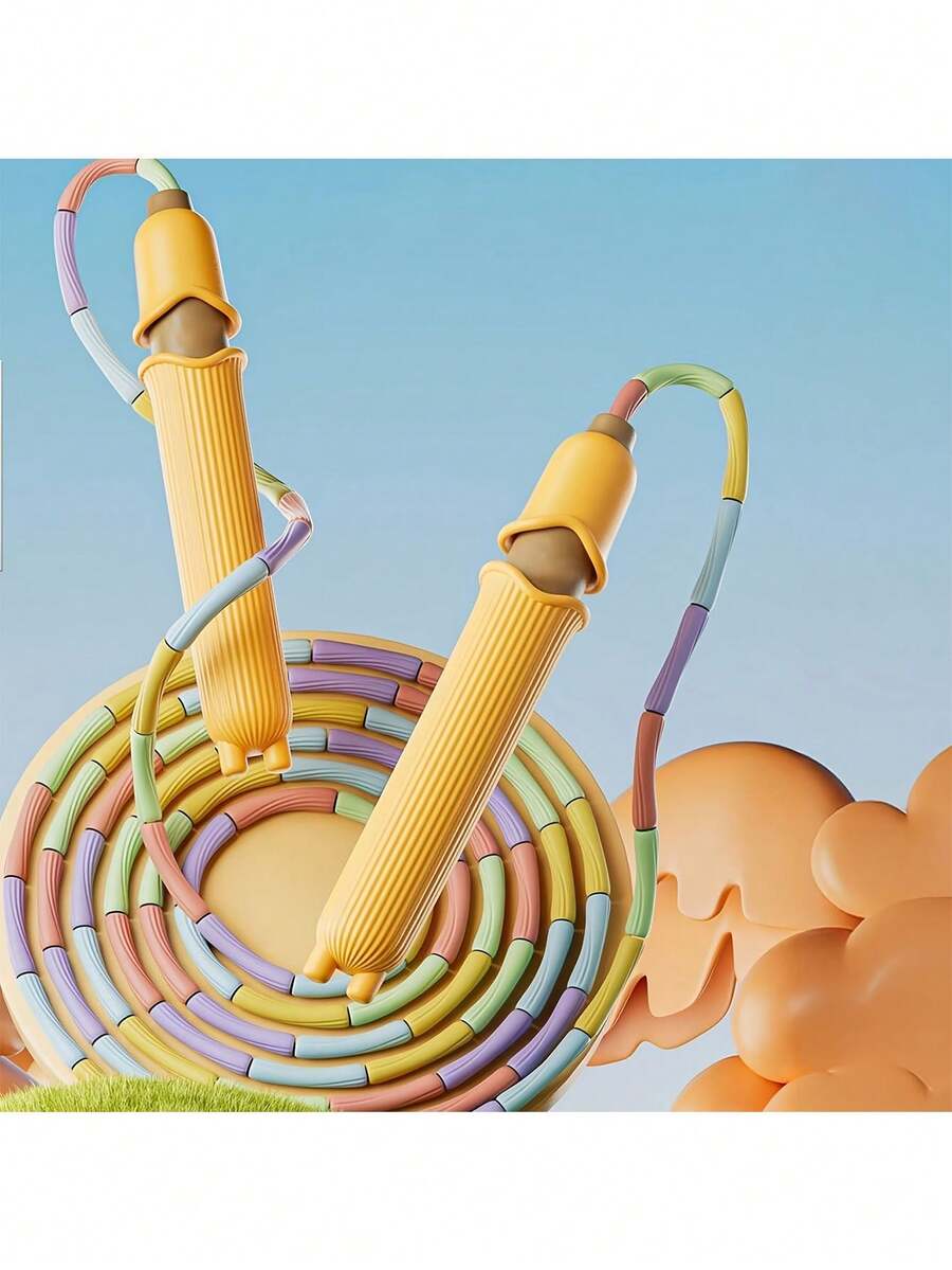 Adjustable Bead-Shaped Segmented Skipping Rope, Thumb-Fixed Ring With Anti-Slip Handle Design, Suitable For Beginners, Suitable For Indoor And Outdoor Exercises, Durable Fitness Training Rope - Multicolor - View 1