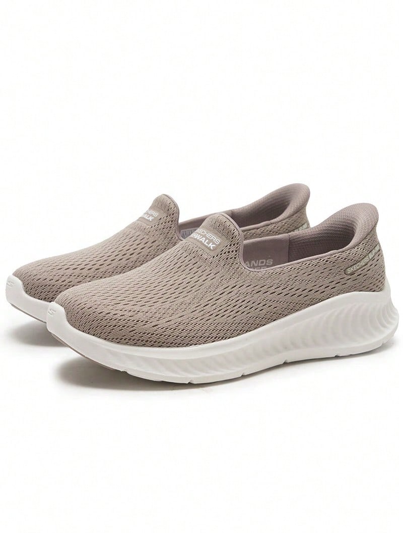Skechers Women's Slip-Ins Lightweight Cushioned Hands-Free Breathable Mesh Walking Shoes - Khaki - View 1