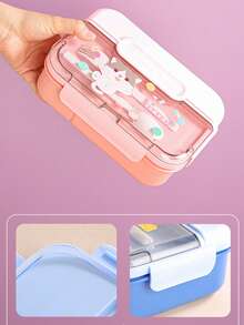 SEAL LOCK Pink Lunch Box Set, PP Material Bento Box, Cute Cartoon Print Portable Meal Box, Food Storage Container, Suitable For Students And Office Workers - Pink - View 9