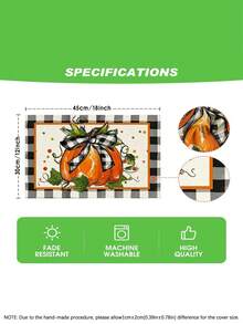 4pcs,6pcs,Autumn Harvest Pumpkin Thanksgiving Table Placemats,Rectangular Tablecloth,Washable,Suitable For Family Dinner,Coffee Table,Durable Kitchen And Dining Room Decor,Table Decoration Party And Scene Decoration,Home Decor - Multicolor - View 4