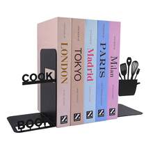 Creative Kitchen Themed Metal Book Holder Paired With Black Wrought Iron Book Stand, Kitchen Utensil Silhouette Design, Book Support Rack, Desktop Bookshelf, Organization, Storage, Decoration Ornaments Suitable For Home Study, Office Reading Space. - B382 - View 10