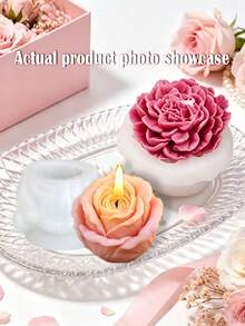 1/2pcs Hibiscus Silicone Flower Candle Mold,Peony Flower Design,Floral Moulds For Handmade DIY Soap Gypsum Clay Scented Candle Aroma Diffuser Resin Casting,Clear Texture,Gift Tool For Home Decor Wedding Graduation Birthday Party Festival,Valentine's - White Silicone Mold - View 5