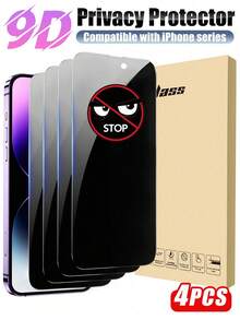 4片裝隱私螢幕保護貼，適用於 iPhone 18 Pro Max/18 Pro/18/17 Pro Max/17 Pro/17 Air/17/16 Pro Max/16 Pro/16 Plus/16/15 Pro Max/15 Pro/15 Plus/15/14/13/12/11，光滑鋼化玻璃，隱私防窺、防碎、防水、防震、防摔、防刮 - 黑色 - 查看 42