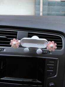 Cute Bowknot Strawberry Car Phone Holder, Gravity Sensing Air Vent Navigation Mount, Girly Car Interior Decor - Stand - View 12