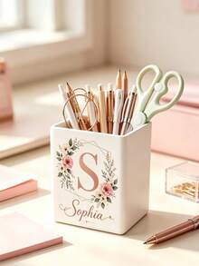 Personalized Photo/Name Desktop Storage Box & Pen Holder - Customized Photo Name Plate, Suitable For Office, Studio - Rounded Corner Storage Box, Can Store Makeup Brushes, Art Supplies, Pens - Teacher Gift, High-Quality Customized Gift - Multicolor - View 7