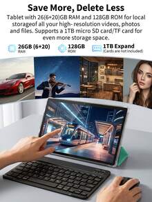 Relndoo Tablet Android 16 10 Inci, Tablet 2-in-1, RAM 26GB (6GB + 20GB) + Penyimpanan 128GB/Prosesor Quad-Core RK3562 2.0 GHz/Kamera Ganda 2MP + 8MP/Layar Sentuh IPS 1280x800/Wi-Fi 6/Baterai 6000mAh/Termasuk Keyboard/Mouse/Stylus/Casing Pelindung, Tablet Bersertifikasi (Adaptor Tidak Termasuk) - Hijau - View 2