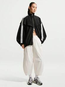 Nike Women's Embroidered Colorblock Zip-Up Long Sleeve Sports Jacket Street Fashion - Black - View 6