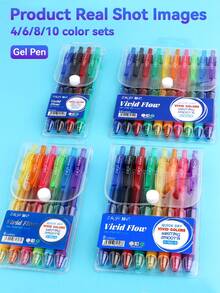 Classic Neutral Pen Set, 4/6/8/10 Colors Retractable Ballpoint Pens, 0.7mm Student Ballpoint Pens, Suitable For Manual Accounting, Hand Drawing, Note Taking, Back To School Essential Learning Stationery. - Gel Pen Set - View 7