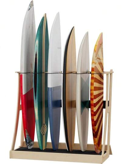 Heavy Duty Surfboard Storage Rack Wall Mounted Solid Wood Water Sports Board Organizer Stand Display Holder Pad Guard Natural Wood