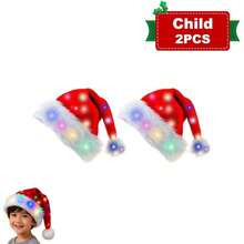LED Christmas Hat, Suitable For Children And Adults, Flashing Light Santa Claus Creative Plush Party Hat, Christmas Decoration - Multicolor - View 9
