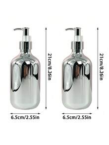 1pc/2pcs Refillable Lotion Dispenser Bottle, Bathroom Silver-Plated Replaceable Liquid Soap/Shampoo Dispenser Bottle Home Bathroom Decor Fall Decor Back To School - Silver - View 11