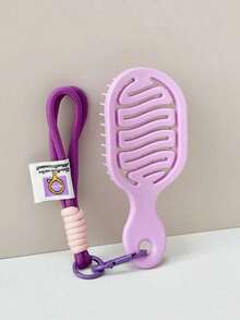 Mini Portable Wet & Dry Massage Comb With Hanging Rope Design, Anti-Tangle Detangling Hair Brush, Scalp Massage Care Comb, Lightweight And Easy To Carry, Suitable For Travel, Commute, School, Office, Gym And Outdoor Activities - Multicolor - View 10