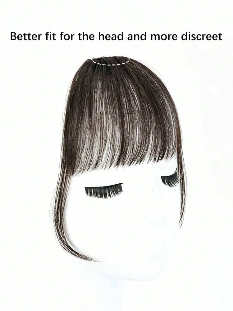 Children's Clip-On Bangs, Airy & Lightweight, Curtain Straight Bangs, Natural Curly Flowing Bangs, Daily Wear Fake Bangs, Black, Brown (2 Styles) - Multicolor - View 4