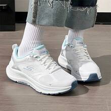 Skechers Zapatillas de running para mujer GO RUN Consistent 2.0 con soporte estable, amortiguación, malla transpirable, resistencia a la torsión y suela antideslizante - Blanco azul - Ver 3
