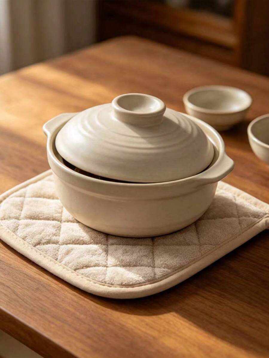 Square Heat-Resistant Trivet With Hanging Ears, Kitchen Hot Soup Pot, Double-Handle Glass Pot, Clay Pot Placement Pad, Heat-Resistant Anti-Scald Non-Slip Mat For Dining Table, Suitable For Glass Soup Pot, Clay Pot, Various Cookware, Dining Table Kitchen Heat-Insulating Mat - Multicolor - View 1