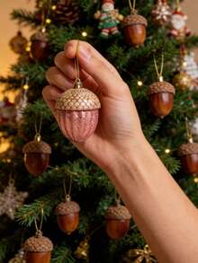9pcs Christmas Tree Pine Cone Hanging Ornament Set, Plastic Material, Classic Style, Suitable For Christmas Tree Decoration Or Tabletop Display, Holiday Home And Party Decoration Choice - Multicolor - View 5