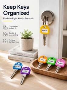 10/1pc Silicone Key Caps, Colorful Key Identification Caps, Writable Key Label Caps, Flexible Key Labels, Suitable For Home, Office, Car Key Storage, With Label Key Ring - Color Coded, Key Head Protective Covers, Identification Label System, Silicone Key Caps For Key Identification (Pendant Not Included) - Multicolor - View 10