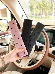 1pc Sweet Minimalist Soft Fabric Long Black Polka Dot Print Neat Stitching Breathable Wear-Resistant Stain-Resistant Shoulder Pad, Relieve Shoulder Pressure, Car Seat Belt Cover, Daily Driving Travel, All Seasons Spring Summer Autumn Winter Gift - Multicolor - View 4