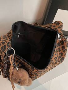Nicekee Retro Popular Leopard Print Shoulder Bag With Adjustable Wide Strap And Cute Hanging Accessories, Suitable For Commuting Shopping - Multicolor - View 11