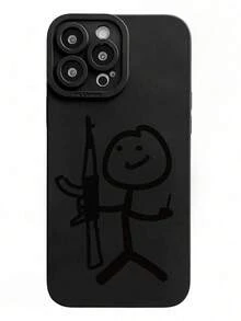 Emoticon Painted Anti-Drop Precision Hole Black Fashion Minimalist Anti-Drop Phone Case Compatible With Ip 17 Ip 17 Pro Ip 17 Promax Ip16/Ip 15 XR /7/8 /Ip 16 Promax /Ip 13 Case/Caseiphone15Promax/12PROMAX/13PROMAX/14PROMAX 13 14 11 12p14 Women P11 Soft Shell P12 Anti-Drop XS.XR /78P.78GES2 Compatible Galaxy S25/S25PLUS/S25 Ultra/A16/A36/A26/A56/A50/A12/A32/A52/A72/A51/A21S/A13/A14/S24/S24PLUS/S24Ultra/S20/S23/S22/A53/S20FE/S21 Anti-Drop Phone Protective Case - Multicolor - View 5