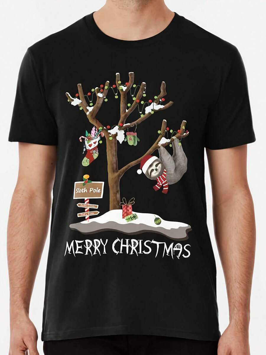 MERRY CHRISTMAS FROM THE SLOTH POLE T-Shirt Made In The USA Size S To 5XL - 款式 - 查看 1