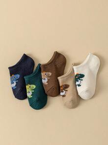 5/10 Pairs Baby Boys Ankle Socks, Dinosaur Pattern, Cute Comfortable Breathable All-Season Low-Cut Short Socks - Multicolor - View 3