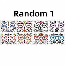 1pc Day Of The Dead Sticker, Sugar Skull Catrina Makeup Set, Halloween Mask Temporary Tattoo, Skull Face Paint Day Of The Dead Decoration, Accessories, Gift, Costume - Multicolor - View 8