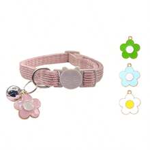 1pc Pink Pet Flower Pendant Collar (Adjustable 7.9in-13in Length), Adjustable Cat Face Safety Buckle, Anti-Choke Bell Collar For Cats, Cat Essentials, Cat Accessories - Pink - View 9